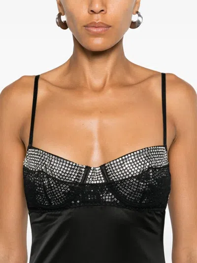 Oseree Oséree Black Stretch Satin Dress