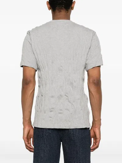 Bottega Veneta Men Grey Crewneck T-shirt With Maxi Print On The Front And Wrinkled Ffect In Cotton M In Gray