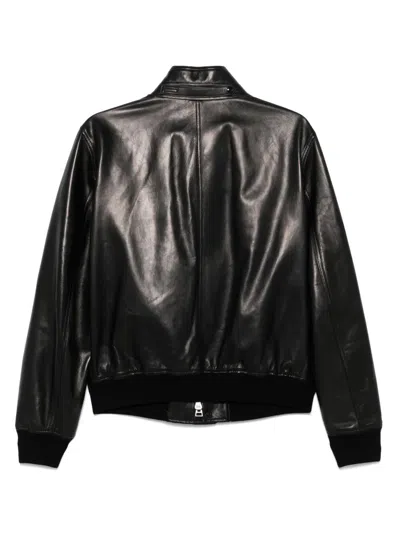 Tom Ford Lambskin Leather Jacket With Minimalistic Design In Black