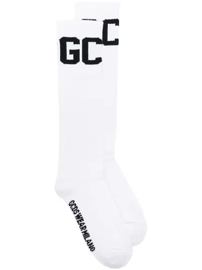 Gcds Intarsia Knit Mid-calf Socks In White
