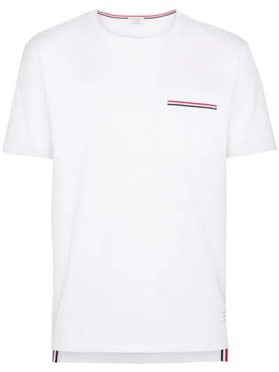 Thom Browne Rwb-stripe Cotton Pocket T-shirt White
