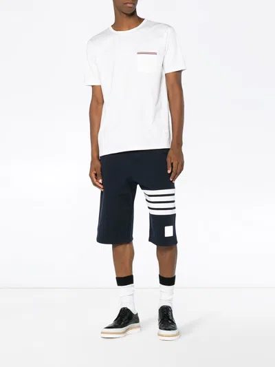 Thom Browne Rwb-stripe Cotton Pocket T-shirt White