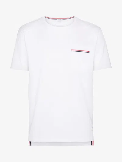 Thom Browne Rwb-stripe Cotton Pocket T-shirt White