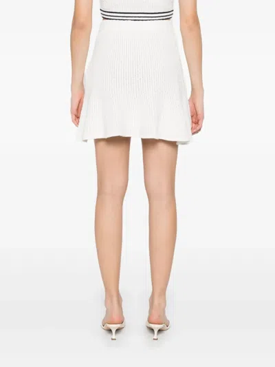Self-portrait Textured Knit Mini Skirt In White