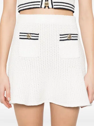Self-portrait Textured Knit Mini Skirt In White
