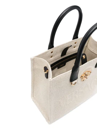 Versace La Medusa Large Tote Bag In Gray