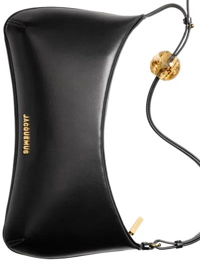 Jacquemus Le Bisou Perle Smooth Leather Bag In Black