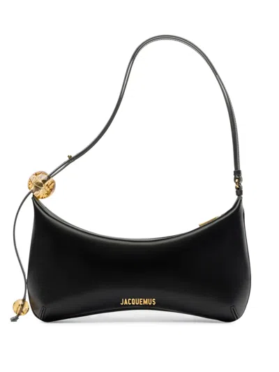 Jacquemus Le Bisou Perle Smooth Leather Bag In Black