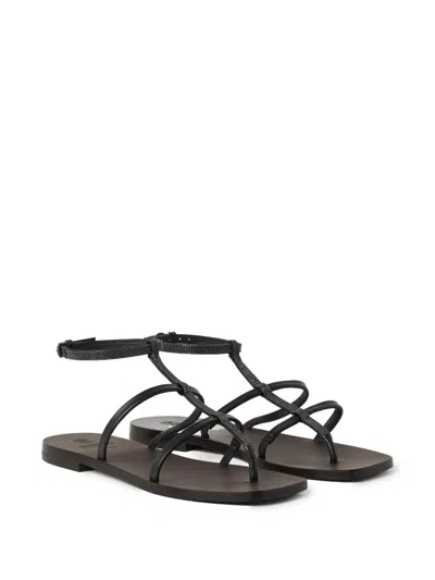 Brunello Cucinelli Black Sandals With Precious Strap
