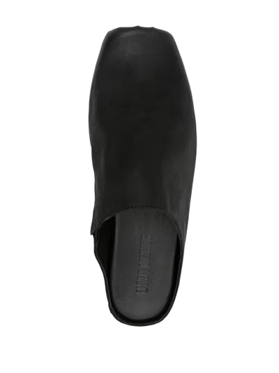 Uma Wang Leather Slippers With Square Toe