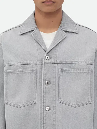 Bottega Veneta Light Grey Washed Denim Shirt In Multicolor