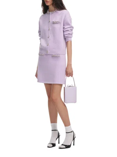 Self-portrait Knit Skirt With Crystals In Purple