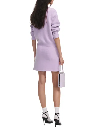 Self-portrait Knit Skirt With Crystals In Purple