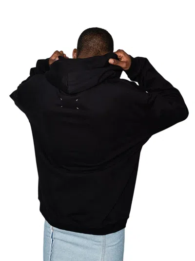 Maison Margiela Minimalist Black Hoodie With Upside-down Logo In Black