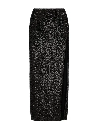 Oseree Oséree Jet Black Sequin High-waisted Skirt