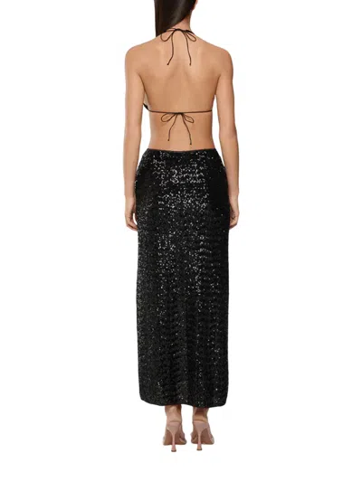 Oseree Oséree Jet Black Sequin High-waisted Skirt