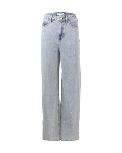 Self-portrait Cotton Jeans With Jewel Application In Blue