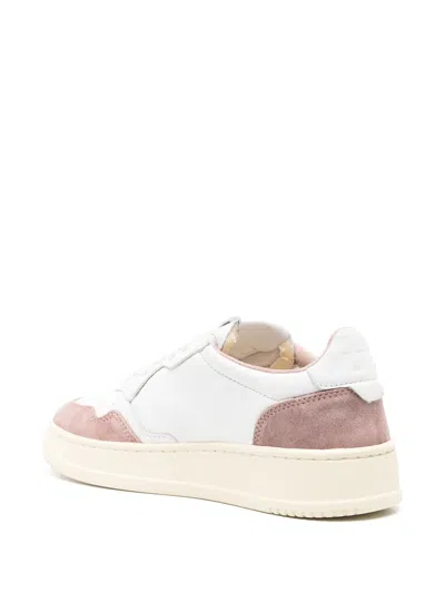 Autry Medalist Low Leather And Suede White And Powder Sneakers In Multi