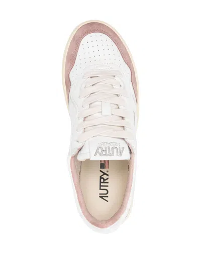 Autry Medalist Low Leather And Suede White And Powder Sneakers In Multi