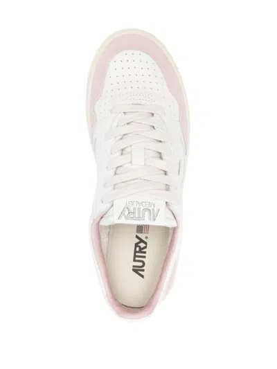 Autry Medalist Low Leather And Suede White And Powder Sneakers In Multi