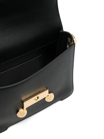 Marni Sleek Rectangular Black Crossbody Bag With Gold-tone Metal Closure In Black