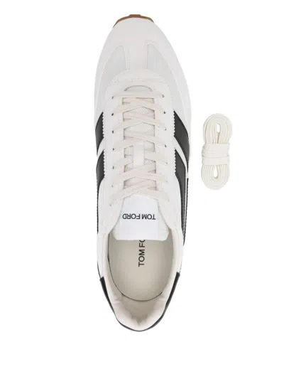 Tom Ford Low-profile White Sneakers With Black Leather Accents