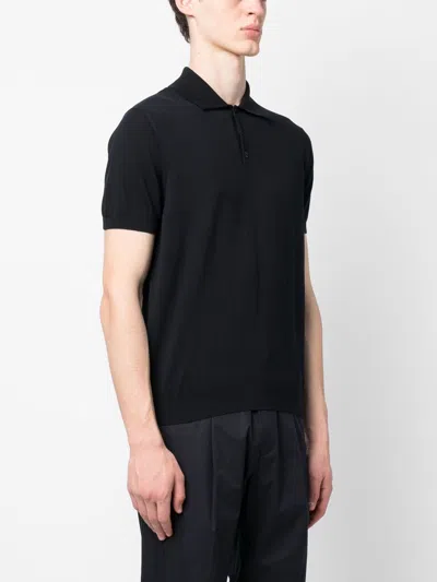 Malo Fine-knit Cotton Polo Shirt In Blau