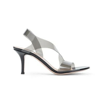 Gianvito Rossi Pvc Metropolis Sandals Transparent Straps In Black