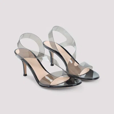 Gianvito Rossi Pvc Metropolis Sandals Transparent Straps In Black