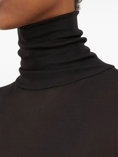 Maison Margiela Transparent High-neck Bodysuit In Black Viscose Jersey