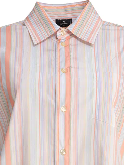 Etro Striped Shirt With Print On The Back In Multi