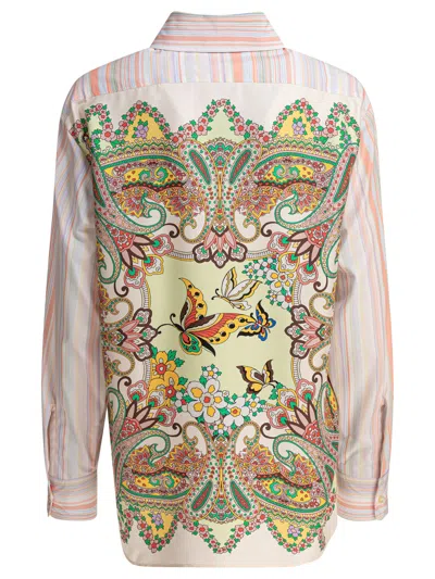 Etro Striped Shirt With Print On The Back In Multi
