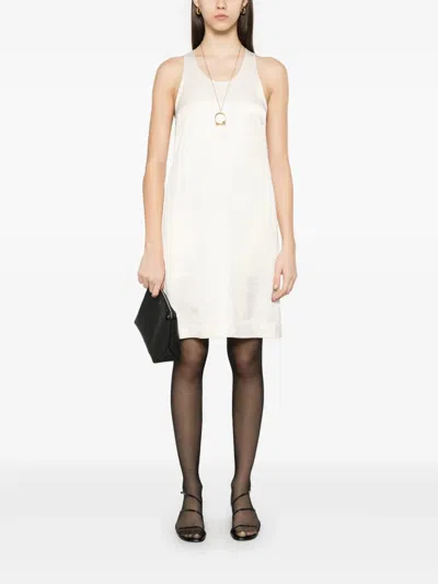 Totême Raffia-effect Knit Dress Beige In White
