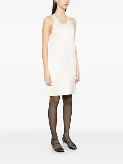Totême Raffia-effect Knit Dress Beige In White