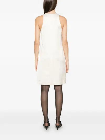 Totême Raffia-effect Knit Dress Beige In White