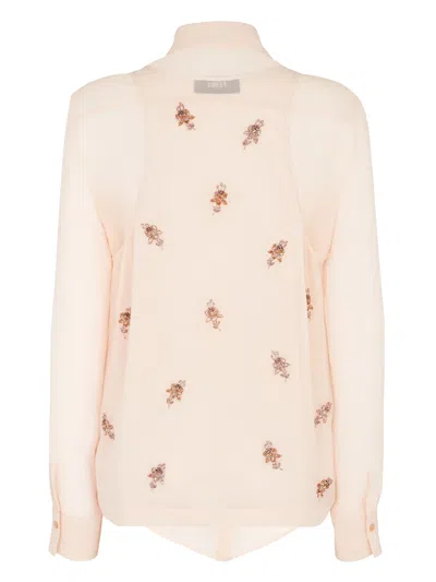 Fendi Women Georgette Top With Rhinestones And Sequins Embroidery In Multi