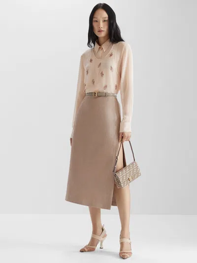 Fendi Women Georgette Top With Rhinestones And Sequins Embroidery In Multi