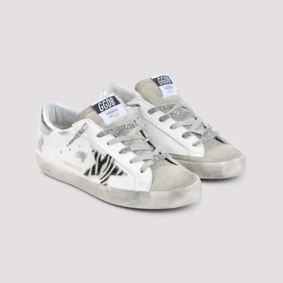 Golden Goose Superstar White Low Top Sneakers With Glittered Star Patch And Laminated Heel With Logo Lettering In In Neutral