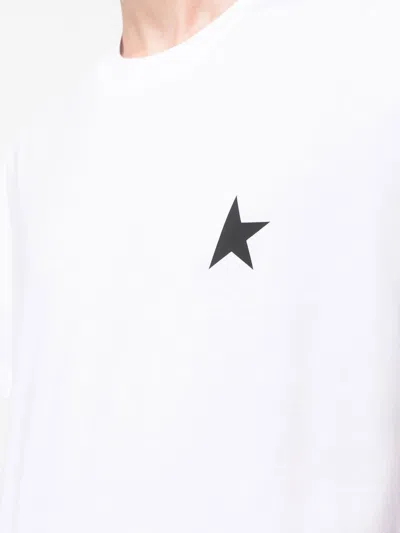 Golden Goose White T-shirt With Round Neck And One Star Logo Print On The Front In Cotton Man