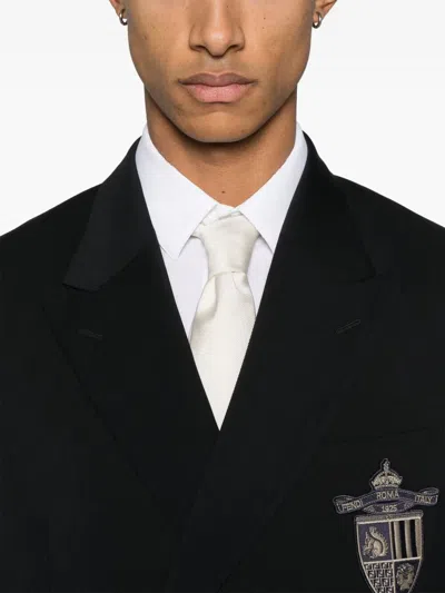Fendi Straight-cut Double Breasted Wool Jacket Clothing In Black