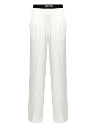 Tom Ford Stretch Silk Satin Pj Pants In White