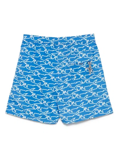Paul & Shark Swimwear With Drawstring Waist And All-over Print In Blue