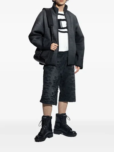 Diesel T-shirt With Distressed Flocked Logo In White