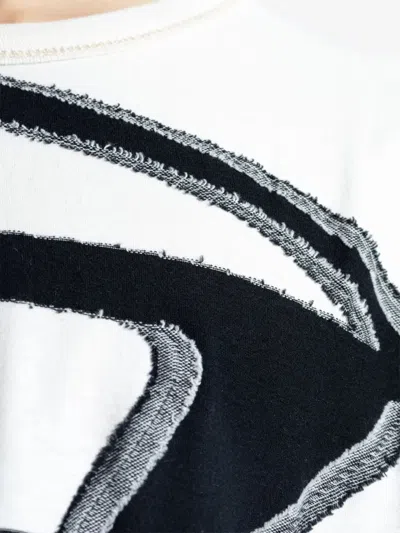 Diesel T-shirt With Distressed Flocked Logo In White