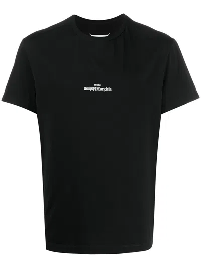 Maison Margiela Distorted Logo T-shirt In Black