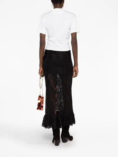 Rabanne White Crewneck Top With Short Sleeves And Ruched Cut-out On The Front In White