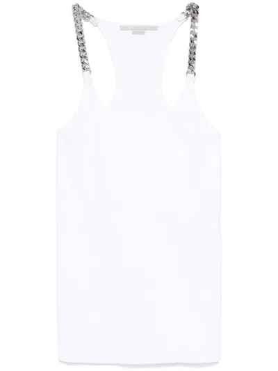 Stella Mccartney White Tank Top With Chain Straps In White