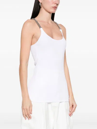 Stella Mccartney White Tank Top With Chain Straps In White