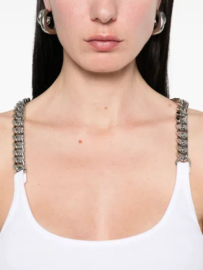 Stella Mccartney White Tank Top With Chain Straps In White