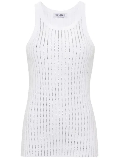 Attico Strass Tank Top In White